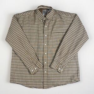 Cinch Men's Plaid Button Down Shirt – 100% Cotton – Long Sleeve – Size S